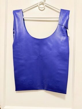FOLKUS The Boogie Bag Royal Blue Faux Leather Tote NWT